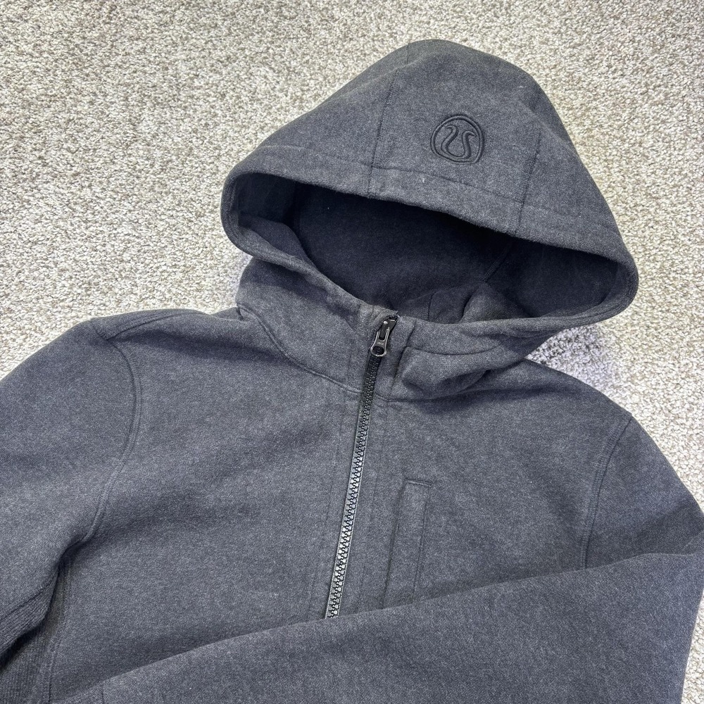 Lululemon Hoodie Womens Medium Gray Scuba Full Zip‎ Fleece Thumbholes Athletic